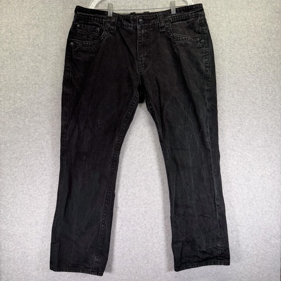 Rock Revival Steven Straight Jeans Mens 40x32 Black Denim